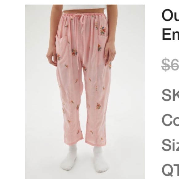 OUT FROM UNDER FIONA EMBROIDERED PANT URBAN OUTFITTERS - Picture 2 of 4